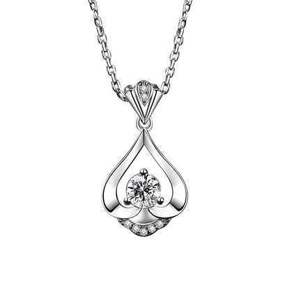 Iris Dewdrop: Sterling Silver Heart-Shaped Pendant Necklace