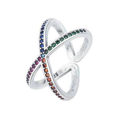 Kaleidoscope Elegance: Multicolored Gemstone Infinity Silver Ring