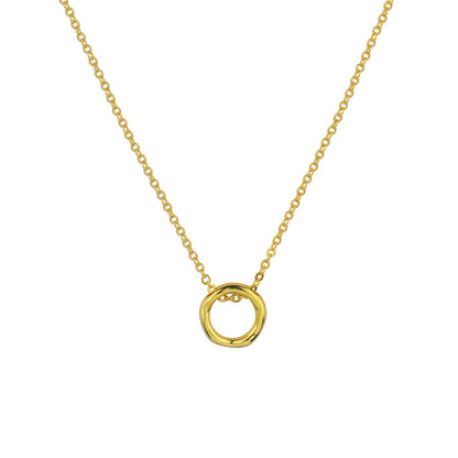 Minimalist Aura: Silver Irregular Circle Pendant Necklace