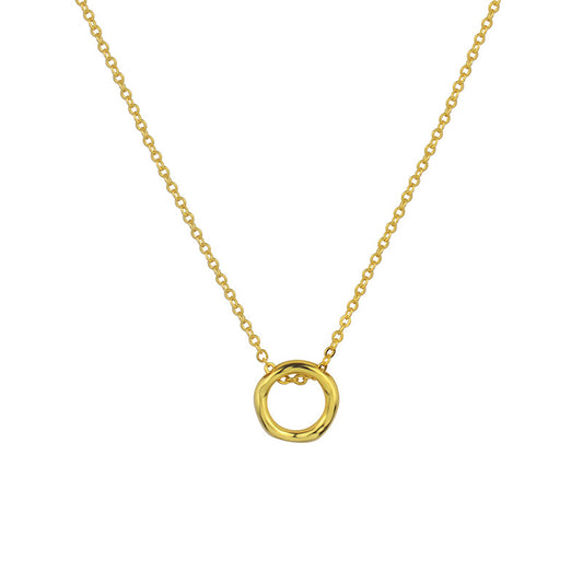 Minimalist Aura: Silver Irregular Circle Pendant Necklace