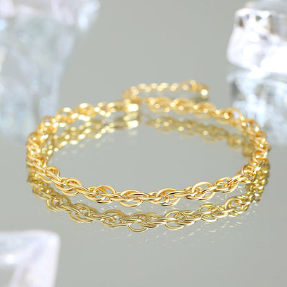 Golden Elegance: Silver Geometric Chain Bracelet with Gold Plating