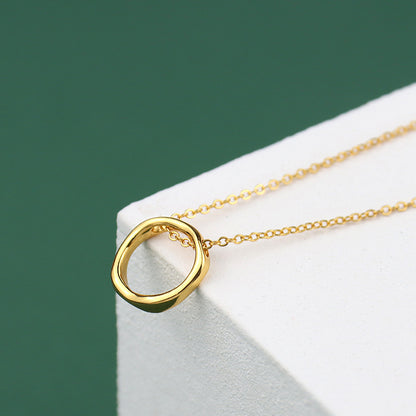 Minimalist Aura: Silver Irregular Circle Pendant Necklace