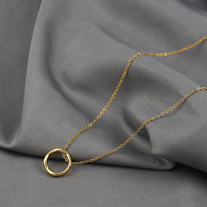 Minimalist Aura: Silver Irregular Circle Pendant Necklace