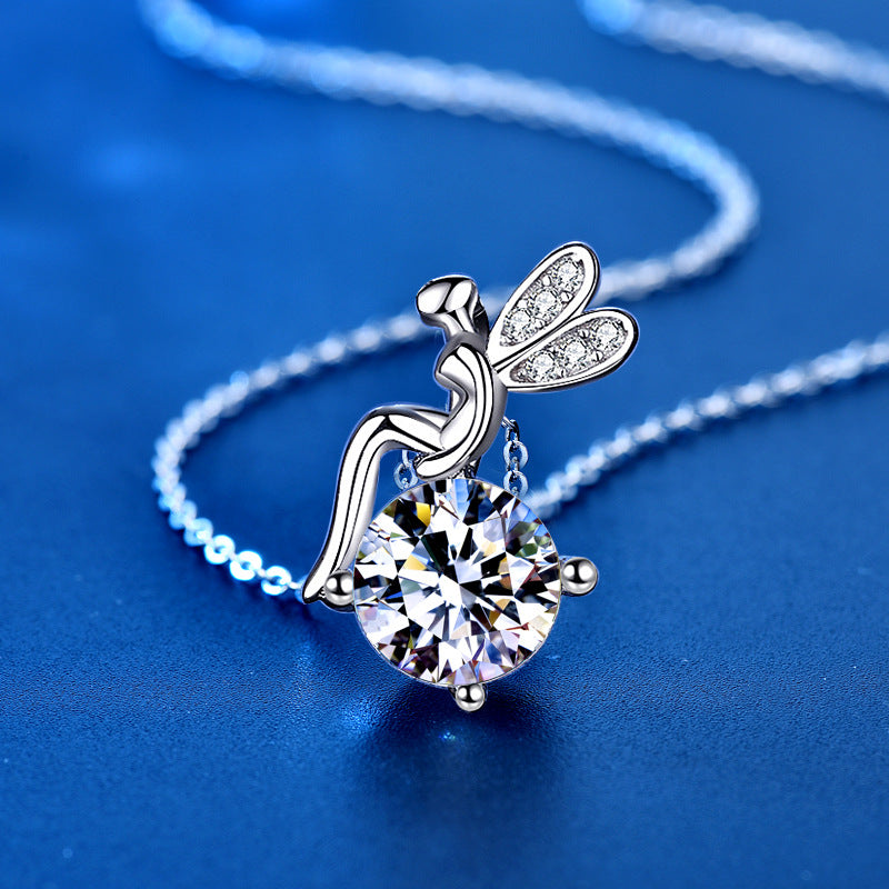 Stellar Lumina: Moissanite Cartoon Character Silver Necklace