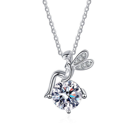 Stellar Lumina: Moissanite Cartoon Character Silver Necklace