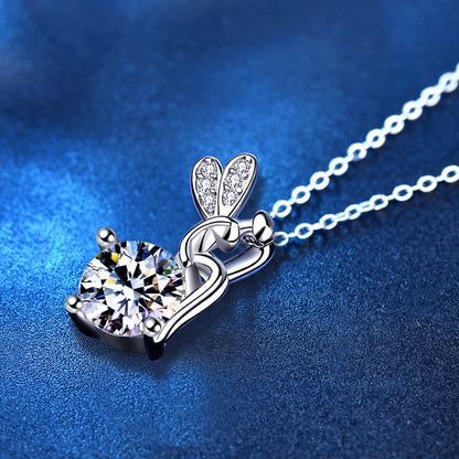 Stellar Lumina: Moissanite Cartoon Character Silver Necklace