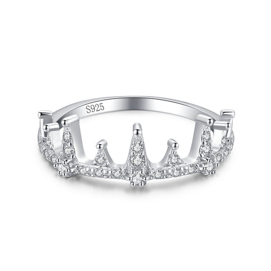 Regal Radiance: Sterling Silver Tiara Band with Encrusted Sparkle Gems