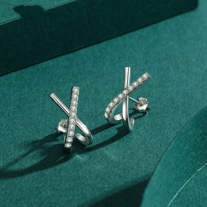 X-Geometry: Chic Sterling Silver Earrings